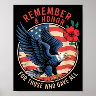 Remember and Honour Bald Eagle Memorial Day Tribut Poster