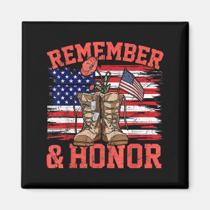 Remember and Honour The Fallen Red Poppy Flag Magnet