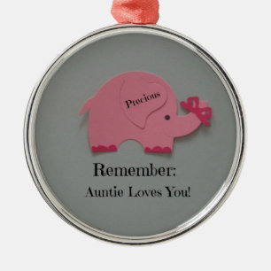 Remember: Auntie Loves You! Metal Tree Decoration
