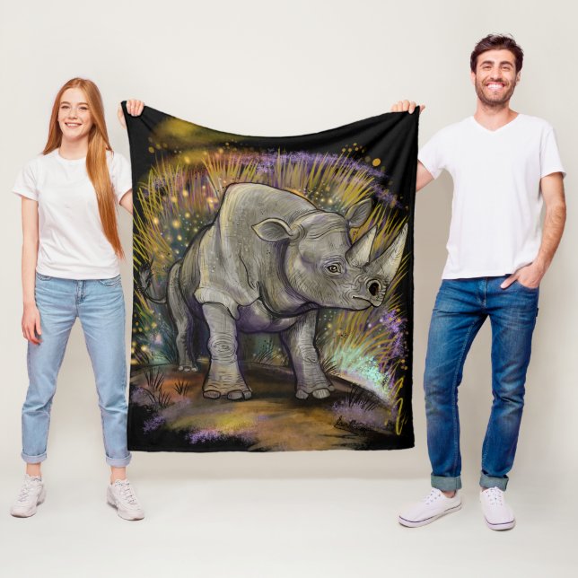 Remember Black Rhino Fleece Blanket (In Situ)