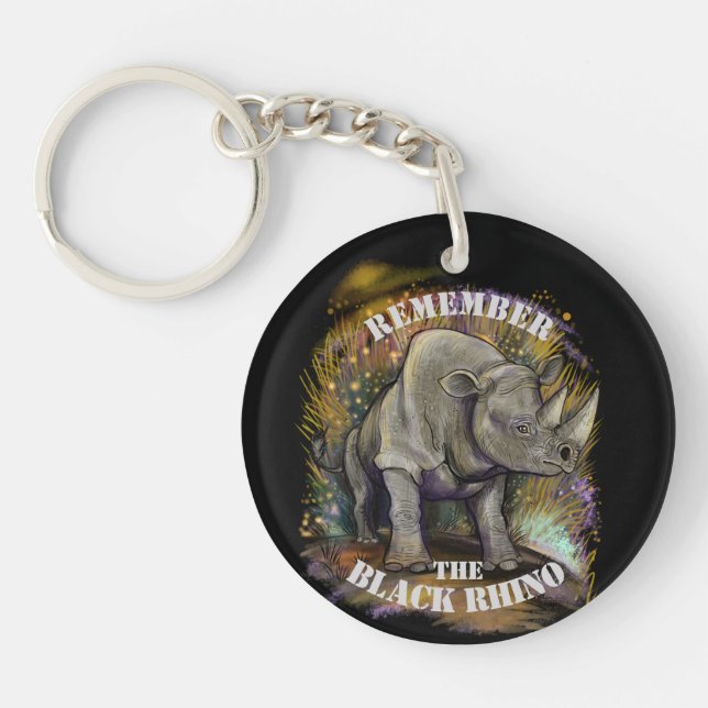 Remember Black Rhino Key Ring (Front)