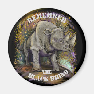Remember Black Rhino Magnet
