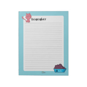 Remember Blue Cat Lined Notes Notespad