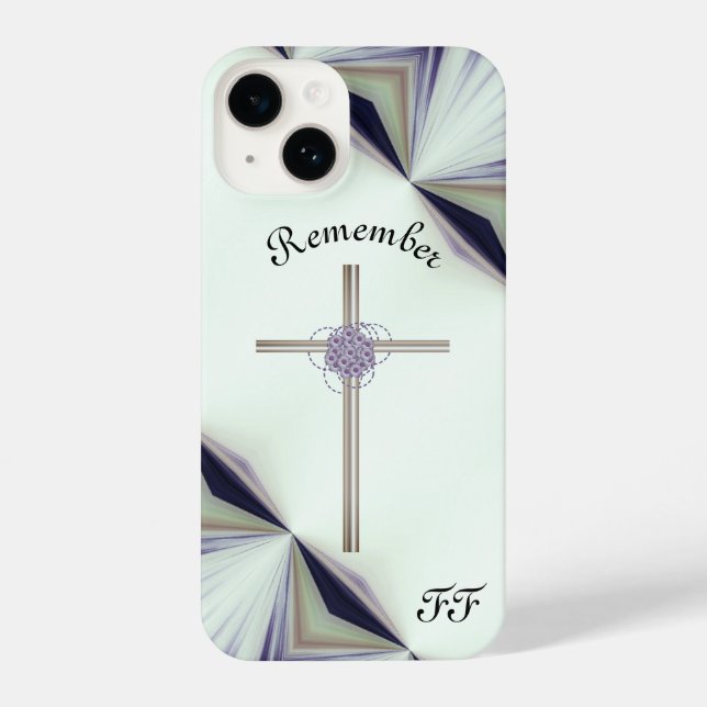 Remember Cross Flowers Ascribe Initials iPhone Case (Back)