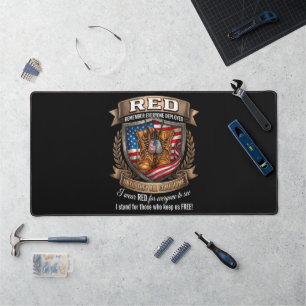 Remember Everyone Deployed Military Red Friday Desk Mat