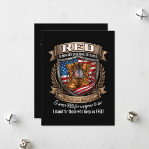 Remember Everyone Deployed Military Red Friday Holiday Card