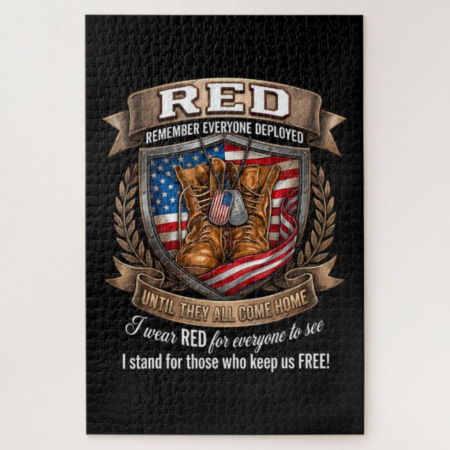 Remember Everyone Deployed Military Red Friday Jigsaw Puzzle (Vertical)