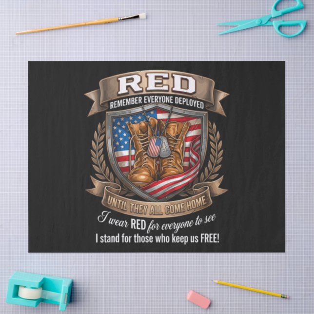 Remember Everyone Deployed Military Red Friday Tissue Paper (Craft)