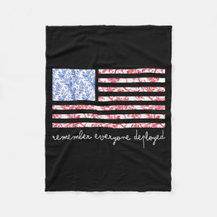 Remember Everyone Deployed On Friday Wear Red Flag Fleece Blanket