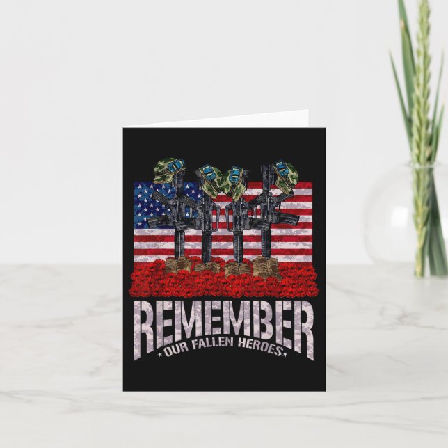 Remember Fallen Heroes Poppy Memorial Day Veteran  Card (Front)