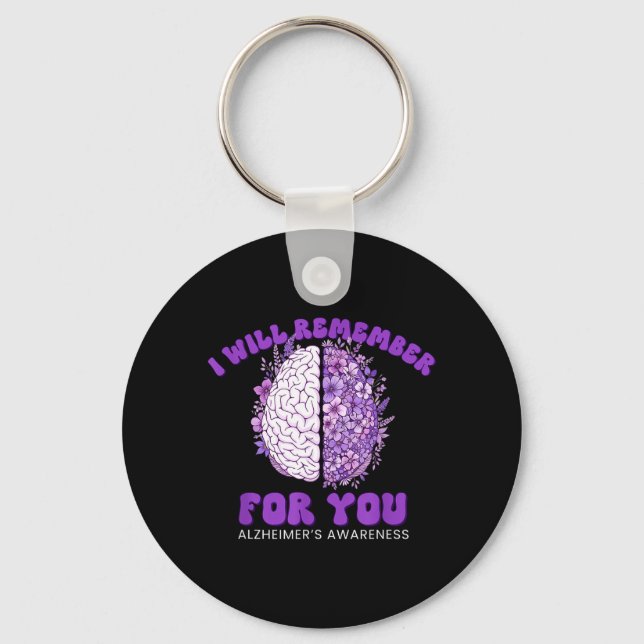 Remember for heimers Awareness Purple Brain Key Ring (Front)