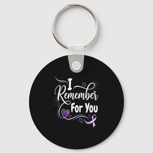 Remember for purple ribbon support alzheimer key ring (Front)