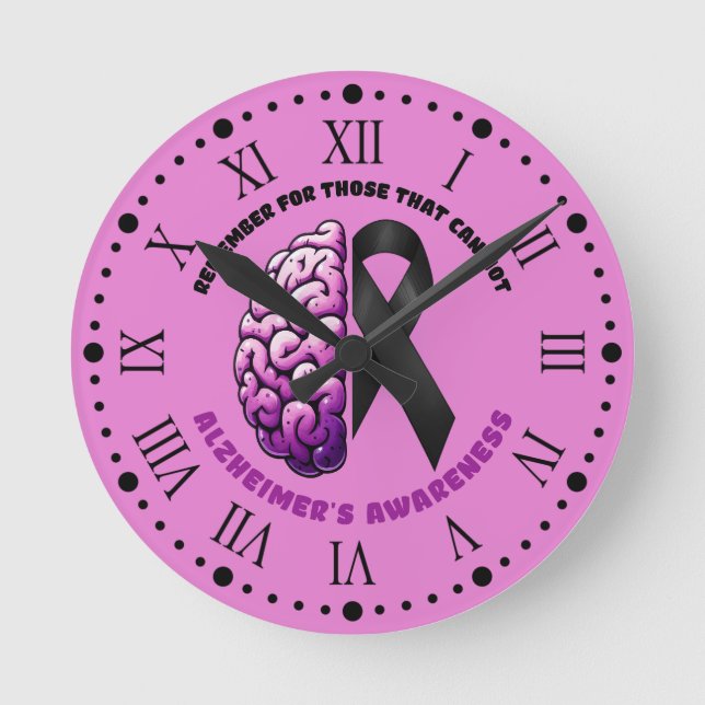 Remember For Those That Cannot ALZ's Awareness Round Clock (Front)