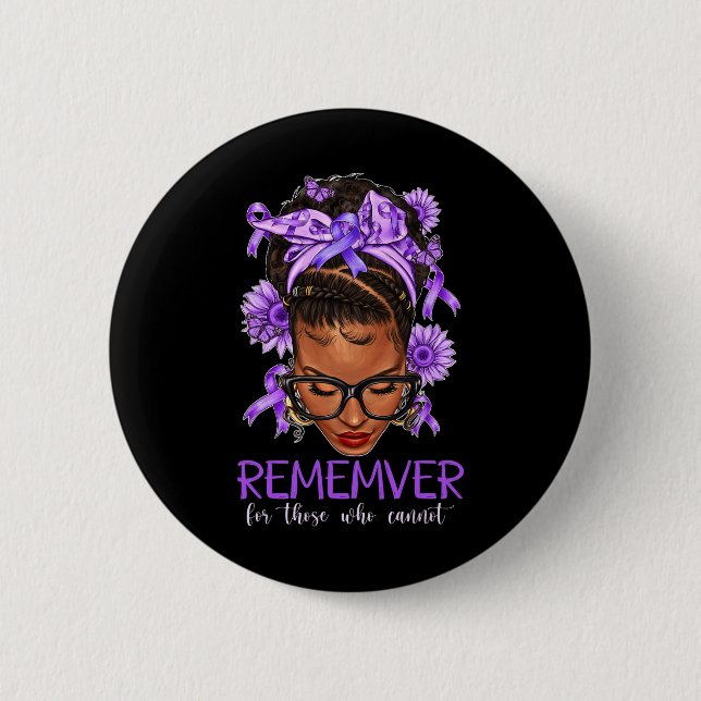 Remember For Those Who Cannot Afro Purple Butterfl 6 Cm Round Badge (Front)
