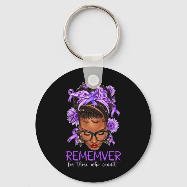 Remember For Those Who Cannot Afro Purple Butterfl Key Ring (Front)