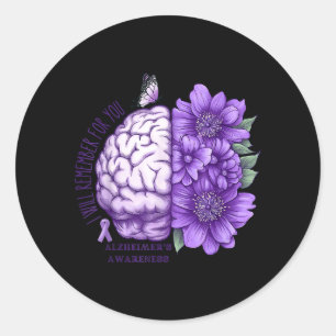 Remember for You Alzheimers Awareness Flowers Classic Round Sticker