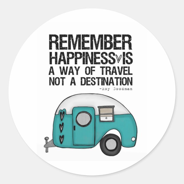 remember happiness classic round sticker (Front)