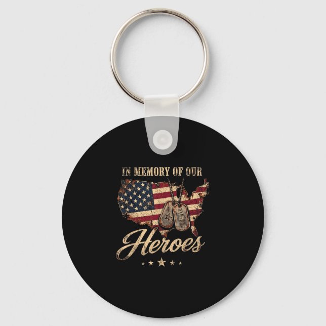 Remember heroes memorial day american flag key ring (Front)