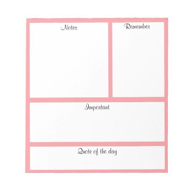 Remember Important Things To Do - Notepad (Front)