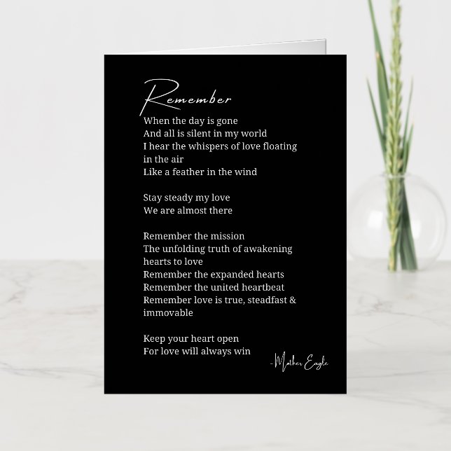 Remember Love poem Foil Greeting Card (Front)