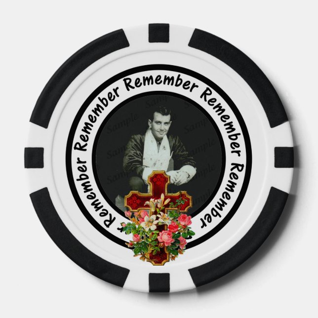 Remember Loved One Frame Circle Add Your Photo Poker Chips (Front)