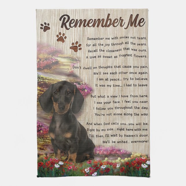 Remember Me Dachshund Tea Towel (Vertical)