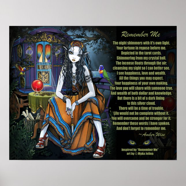 Remember Me Gypsy Fortune Teller Poem Poster (Front)