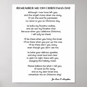 REMEMBER ME ON CHRISTMAS DAY poem Poster