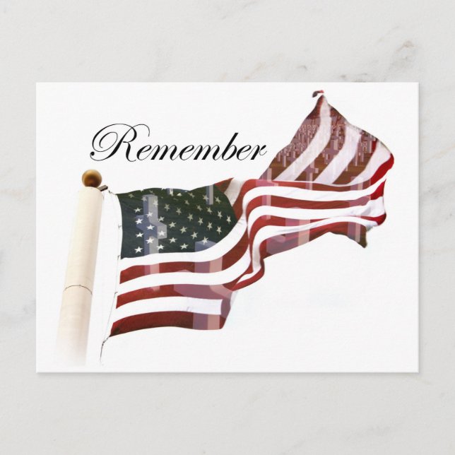Remember  Memorial Day - Crosses Within Old Glory Postcard (Front)