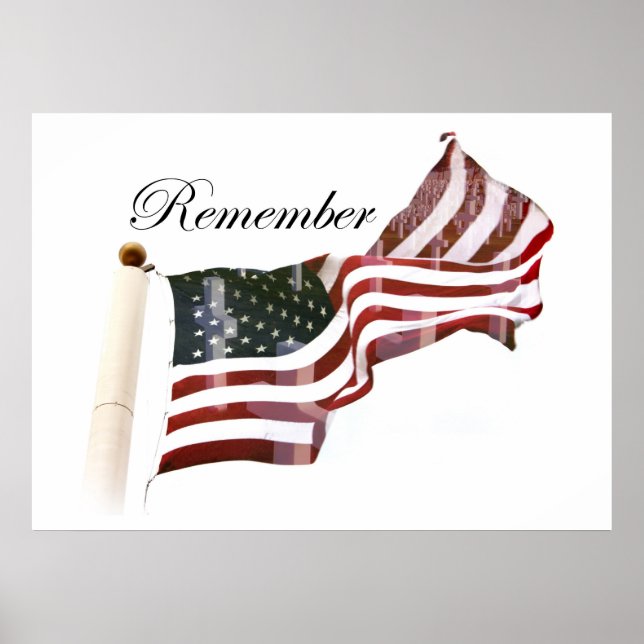 Remember  Memorial Day - Crosses Within Old Glory Poster (Front)