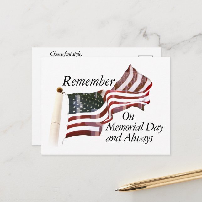 Remember Memorial Day Postcard (Front/Back In Situ)