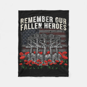 Remember Our Fallen Heroes Red Poppy Soldier Memor Fleece Blanket