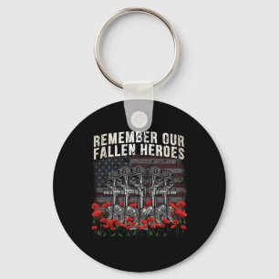 Remember Our Fallen Heroes Red Poppy Soldier Memor Key Ring