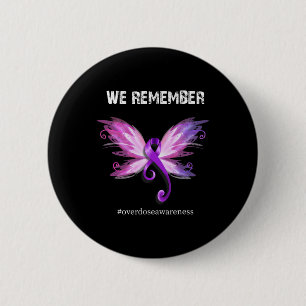 Remember Overdose Awareness Day Purple Ribbon  6 Cm Round Badge