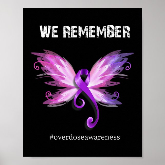 Remember Overdose Awareness Day Purple Ribbon  Poster (Front)