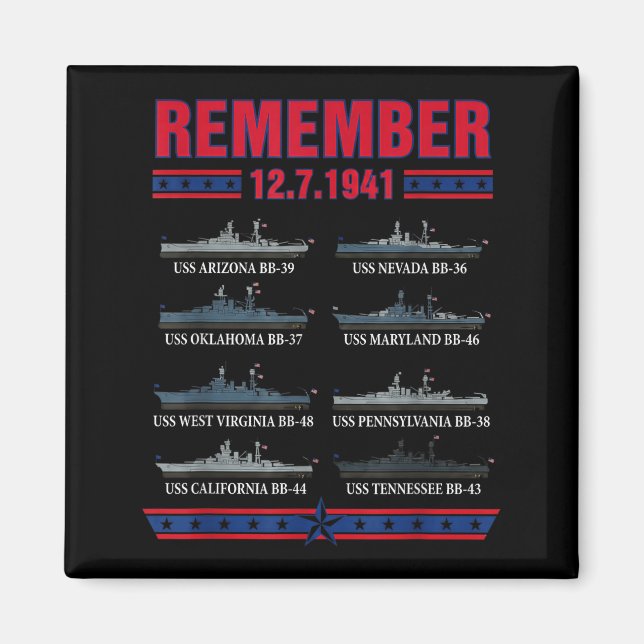 Remember pearl harbor memorial day december 7th magnet (Front)