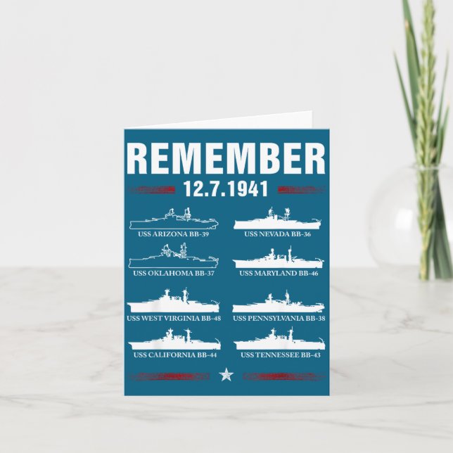 Remember Pearl Harbour Memorial Day Illustration Card (Front)