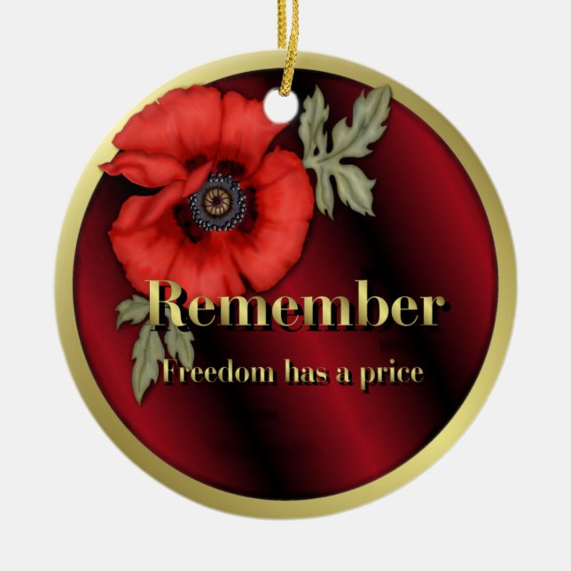 Remember Poppy Ceramic Tree Decoration (Front)