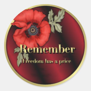 Remember Poppy Classic Round Sticker