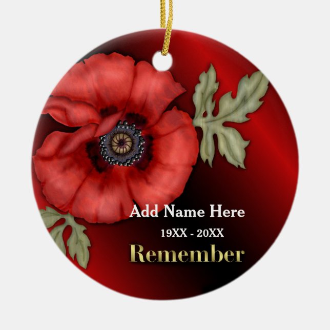Remember Poppy - Customise Ceramic Ornament (Front)