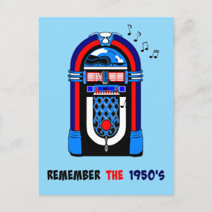 Remember the 1950s, jukebox, postcard