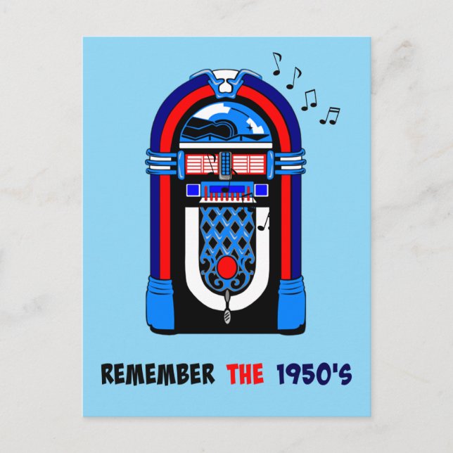 Remember the 1950s, jukebox, postcard (Front)