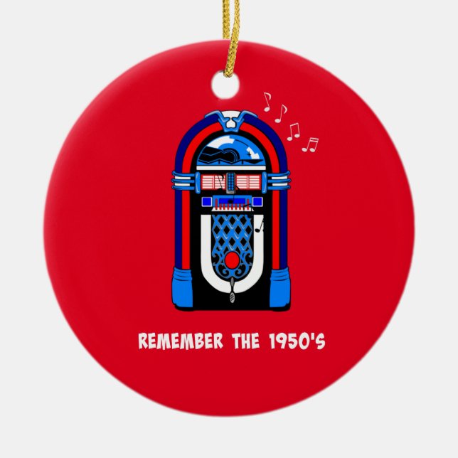 Remember the '50s, vintage jukebox, ceramic ornament (Front)