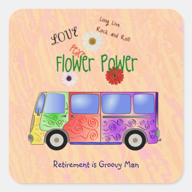 Remember the '60s Rock and Roll, Groovy, Square Sticker (Front)