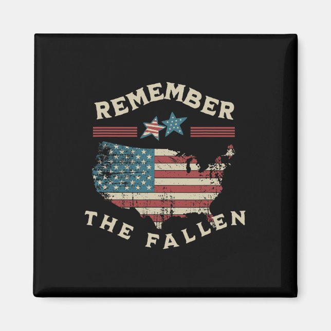 Remember The Fallen American Flag Memorial Day 4th Magnet (Front)