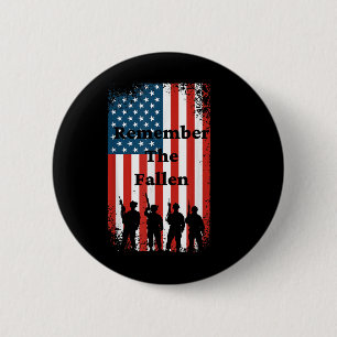 Remember The Fallen Memorial Day American Flag Sol 6 Cm Round Badge