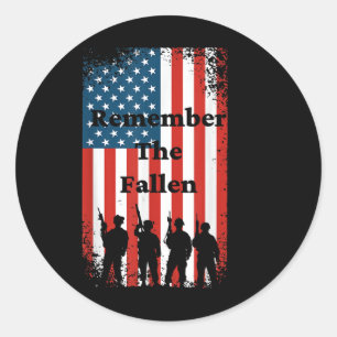 Remember The Fallen Memorial Day American Flag Sol Classic Round Sticker