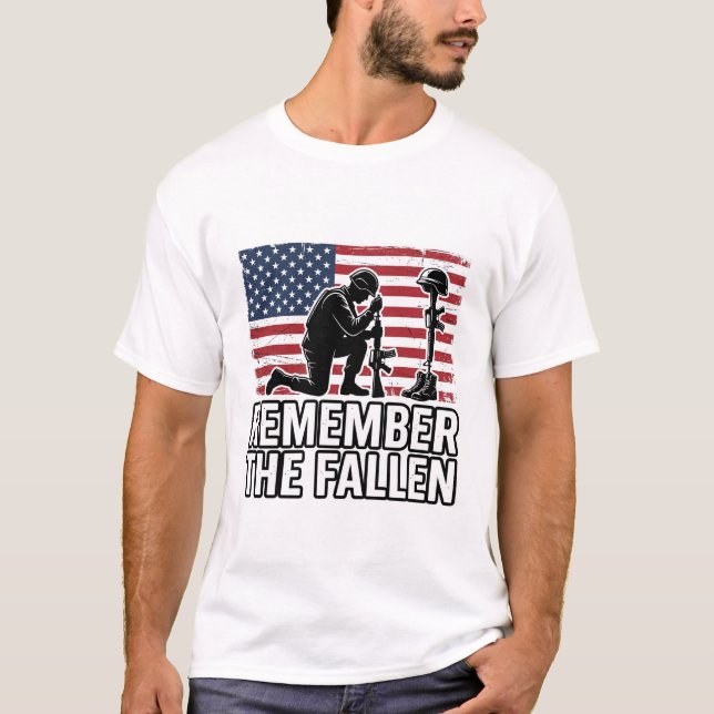 Remember The Fallen Patriotic Memorial Vector Desi T-Shirt (Front)