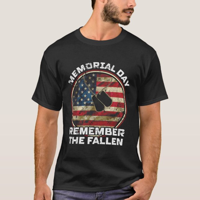 Remember The Fallen Veteran Military Happy Memoria T-Shirt (Front)