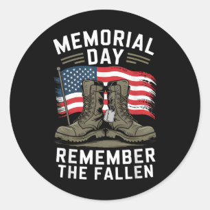 Remember The Fallen Veteran Military Vintage T-shi Classic Round Sticker